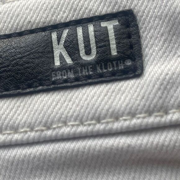 Kut From The Kloth Denim High Rise Distressed Cut Off Shorts White 12 - Picture 3 of 14